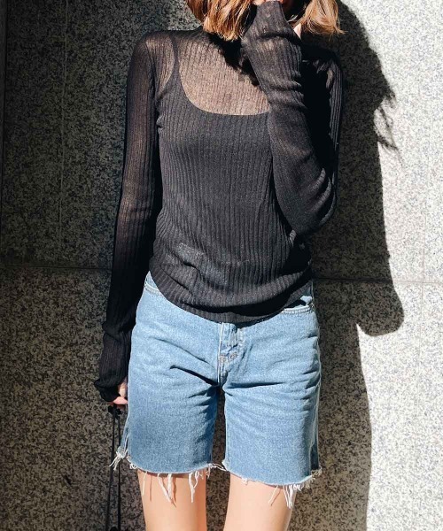 esutoreja（エストレジャ）の「ハイネックシアーニット（ニット/セーター・レディース・ホワイト/グレー/ブラック・FREE）」の3枚目の写真