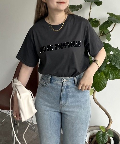 prose verse(プロズヴェール)の「パール付きブロックロゴTシャツ(Tシャツ/カットソー・レディース・チャコール/オフホワイト・MEDIUM)」の19枚目の写真