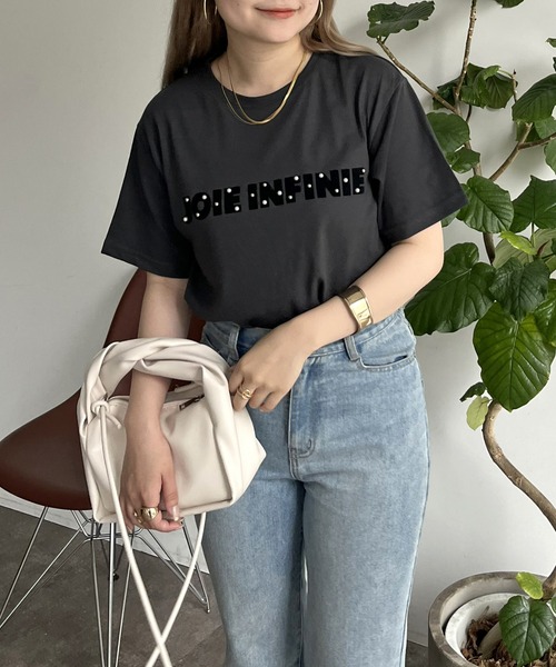 prose verse(プロズヴェール)の「パール付きブロックロゴTシャツ(Tシャツ/カットソー・レディース・チャコール/オフホワイト・MEDIUM)」の21枚目の写真