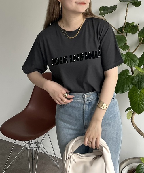 prose verse(プロズヴェール)の「パール付きブロックロゴTシャツ(Tシャツ/カットソー・レディース・チャコール/オフホワイト・MEDIUM)」の22枚目の写真