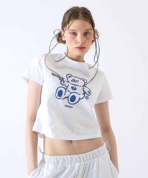 BadBlue（バッドブルー）の「【BadBlue 】BadBear Crop Tee