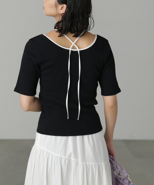 FREE'S MART（フリーズマート）の「◆ホルターネック半袖カットソー（Tシャツ/カットソー・レディース・ホワイト系その他/ブルー/ブラック・FREE）」の6枚目の写真