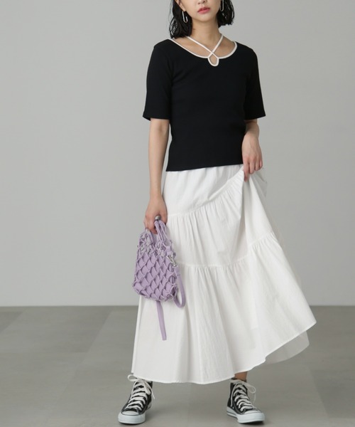 FREE'S MART（フリーズマート）の「◆ホルターネック半袖カットソー（Tシャツ/カットソー・レディース・ホワイト系その他/ブルー/ブラック・FREE）」の7枚目の写真