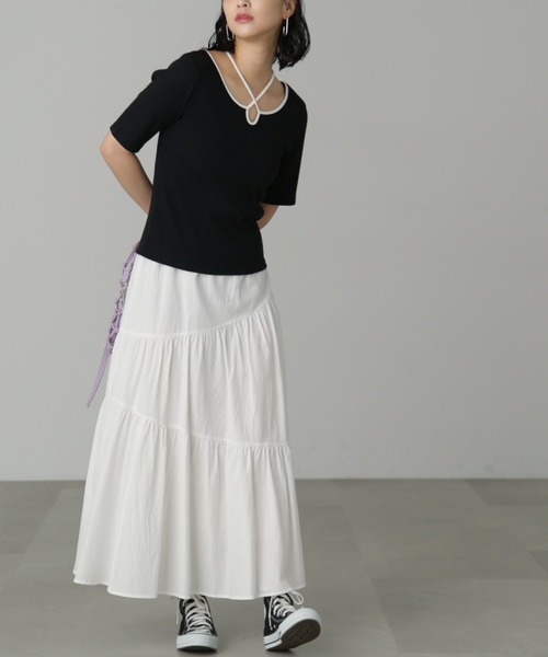 FREE'S MART（フリーズマート）の「◆ホルターネック半袖カットソー（Tシャツ/カットソー・レディース・ホワイト系その他/ブルー/ブラック・FREE）」の8枚目の写真