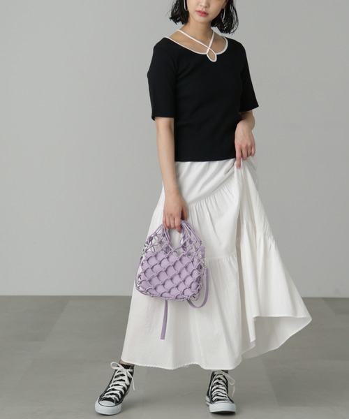 FREE'S MART（フリーズマート）の「◆ホルターネック半袖カットソー（Tシャツ/カットソー・レディース・ホワイト系その他/ブルー/ブラック・FREE）」の9枚目の写真