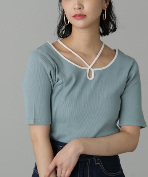 FREE'S MART（フリーズマート）の「◆ホルターネック半袖カットソー（Tシャツ/カットソー・レディース・ホワイト系その他/ブルー/ブラック・FREE）」の11枚目の写真