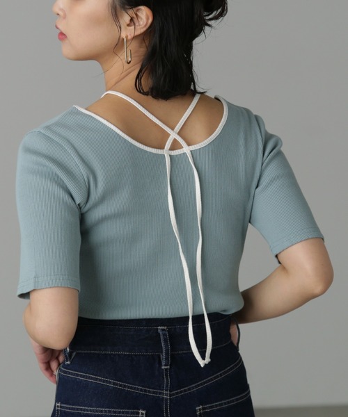 FREE'S MART（フリーズマート）の「◆ホルターネック半袖カットソー（Tシャツ/カットソー・レディース・ホワイト系その他/ブルー/ブラック・FREE）」の13枚目の写真