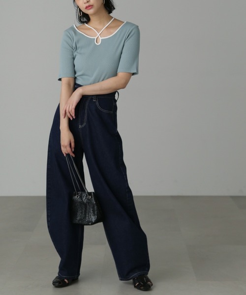 FREE'S MART（フリーズマート）の「◆ホルターネック半袖カットソー（Tシャツ/カットソー・レディース・ホワイト系その他/ブルー/ブラック・FREE）」の16枚目の写真