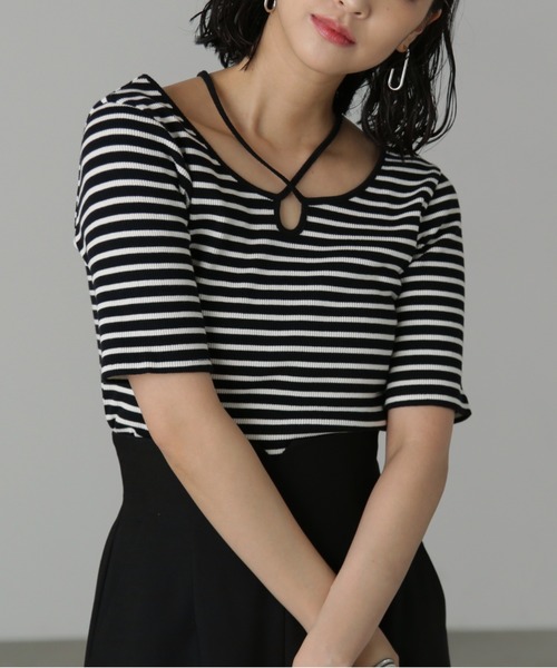 FREE'S MART（フリーズマート）の「◆ホルターネック半袖カットソー（Tシャツ/カットソー・レディース・ホワイト系その他/ブルー/ブラック・FREE）」の19枚目の写真