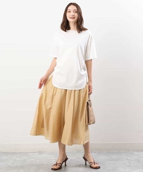 MK MICHEL KLEIN（エムケーミッシェルクラン）の「ボリュームフレアスカート/洗える（スカート・レディース・ライトイエロー/ブルーグレー/ベージュ・38）」の6枚目の写真