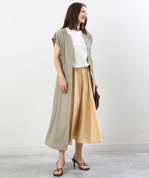 MK MICHEL KLEIN（エムケーミッシェルクラン）の「ボリュームフレアスカート/洗える（スカート・レディース・ライトイエロー/ブルーグレー/ベージュ・38）」の9枚目の写真