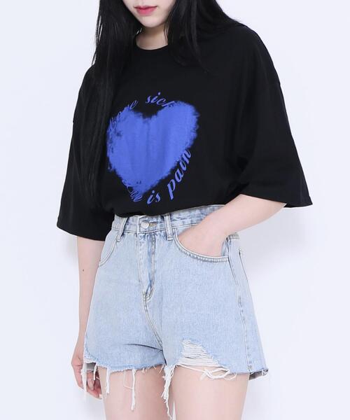 Figments（フィグメンツ）の「HeartビッグTシャツ（Tシャツ/カットソー・レディース・ブラック/スミクロ・FREE）」の14枚目の写真