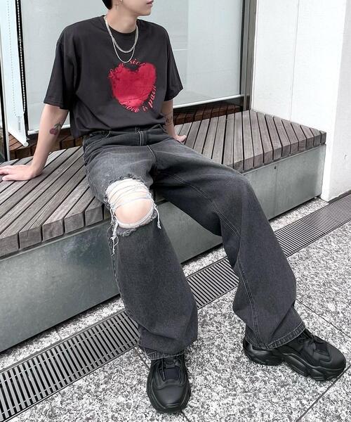Figments（フィグメンツ）の「HeartビッグTシャツ（Tシャツ/カットソー・レディース・ブラック/スミクロ・FREE）」の16枚目の写真