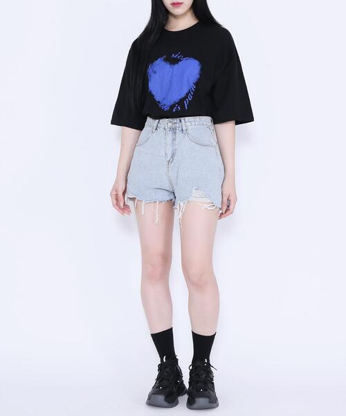 Figments（フィグメンツ）の「HeartビッグTシャツ（Tシャツ/カットソー・レディース・ブラック/スミクロ・FREE）」の17枚目の写真