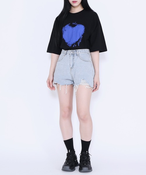 Figments（フィグメンツ）の「HeartビッグTシャツ（Tシャツ/カットソー・レディース・ブラック/スミクロ・FREE）」の11枚目の写真