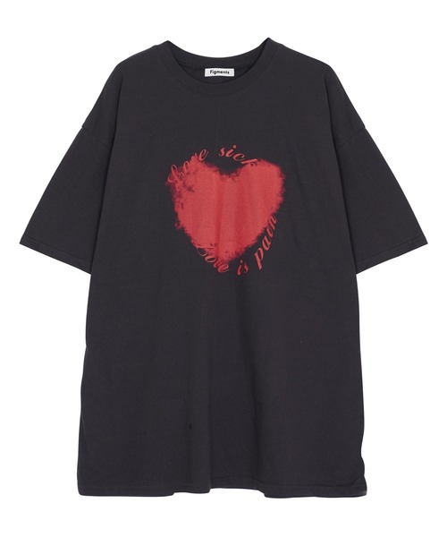 Figments（フィグメンツ）の「HeartビッグTシャツ（Tシャツ/カットソー・レディース・ブラック/スミクロ・FREE）」の13枚目の写真