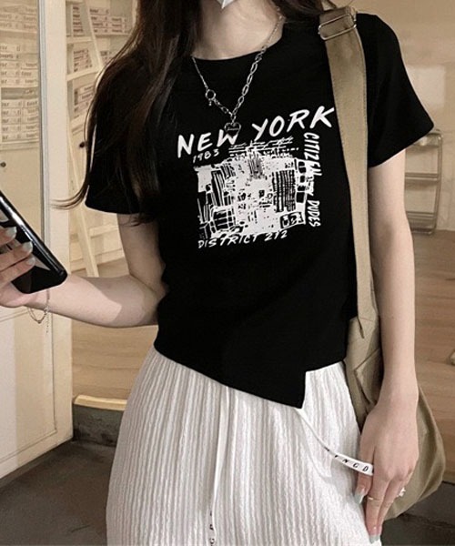 gossip!ロサンゼルス(ゴシップロサンゼルス)の「デザインショート丈 Tシャツ(Tシャツ/カットソー・レディース・ブラック/ホワイト/グレー・L/M)」の15枚目の写真