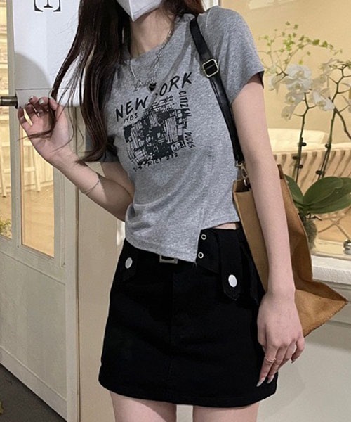 gossip!ロサンゼルス(ゴシップロサンゼルス)の「デザインショート丈 Tシャツ(Tシャツ/カットソー・レディース・ブラック/ホワイト/グレー・L/M)」の12枚目の写真