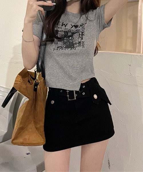 gossip!ロサンゼルス(ゴシップロサンゼルス)の「デザインショート丈 Tシャツ(Tシャツ/カットソー・レディース・ブラック/ホワイト/グレー・L/M)」の9枚目の写真