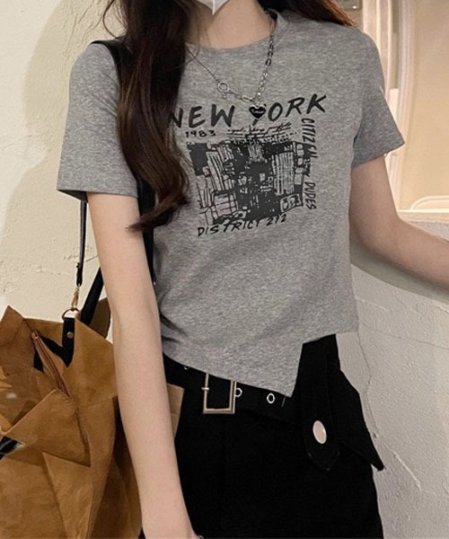 gossip!ロサンゼルス(ゴシップロサンゼルス)の「デザインショート丈 Tシャツ(Tシャツ/カットソー・レディース・ブラック/ホワイト/グレー・L/M)」の20枚目の写真