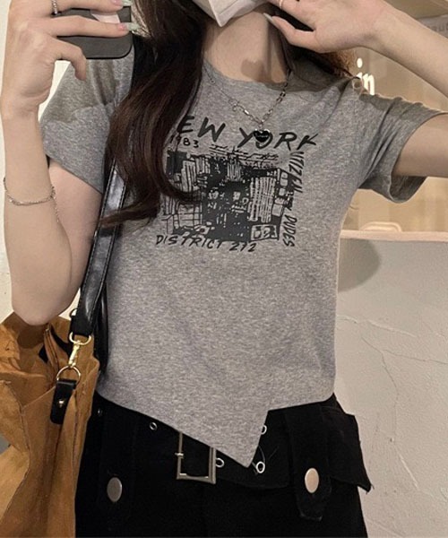 gossip!ロサンゼルス(ゴシップロサンゼルス)の「デザインショート丈 Tシャツ(Tシャツ/カットソー・レディース・ブラック/ホワイト/グレー・L/M)」の16枚目の写真