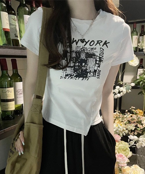 gossip!ロサンゼルス(ゴシップロサンゼルス)の「デザインショート丈 Tシャツ(Tシャツ/カットソー・レディース・ブラック/ホワイト/グレー・L/M)」の18枚目の写真
