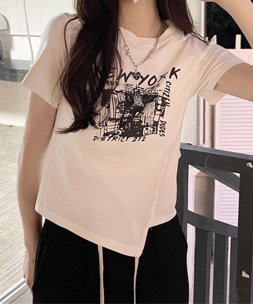 gossip!ロサンゼルス(ゴシップロサンゼルス)の「デザインショート丈 Tシャツ(Tシャツ/カットソー・レディース・ブラック/ホワイト/グレー・L/M)」の14枚目の写真