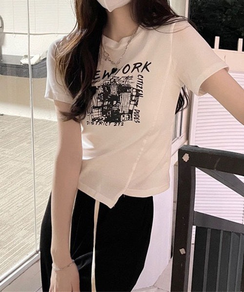 gossip!ロサンゼルス(ゴシップロサンゼルス)の「デザインショート丈 Tシャツ(Tシャツ/カットソー・レディース・ブラック/ホワイト/グレー・L/M)」の7枚目の写真