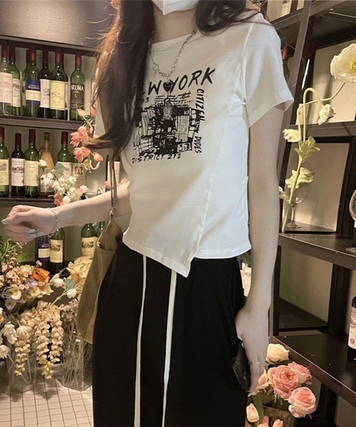 gossip!ロサンゼルス(ゴシップロサンゼルス)の「デザインショート丈 Tシャツ(Tシャツ/カットソー・レディース・ブラック/ホワイト/グレー・L/M)」の22枚目の写真