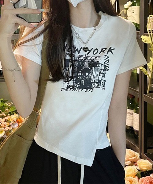 gossip!ロサンゼルス(ゴシップロサンゼルス)の「デザインショート丈 Tシャツ(Tシャツ/カットソー・レディース・ブラック/ホワイト/グレー・L/M)」の11枚目の写真