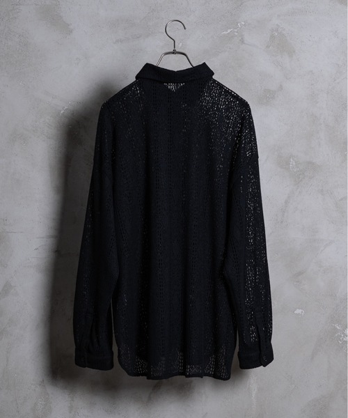 KUUUPY(クーピー)の「Lace Sheer Regular Collar Shirts - レースシアーレギュラーカラーシャツ(シャツ/ブラウス・メンズ・チャコールグレー/ブラック/ブルー・LARGE/MEDIUM/SMALL)」の5枚目の写真