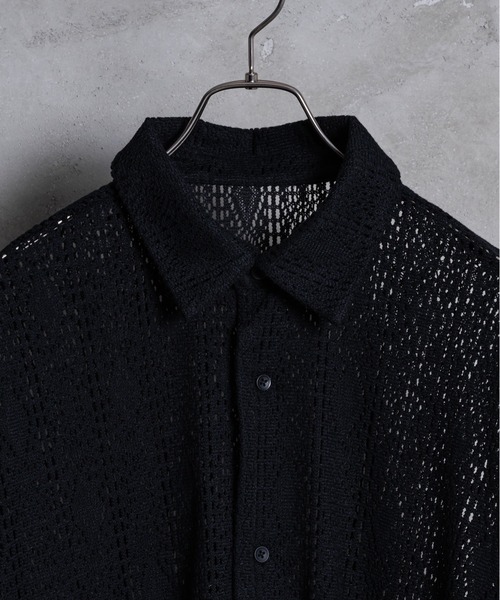KUUUPY(クーピー)の「Lace Sheer Regular Collar Shirts - レースシアーレギュラーカラーシャツ(シャツ/ブラウス・メンズ・チャコールグレー/ブラック/ブルー・LARGE/MEDIUM/SMALL)」の6枚目の写真