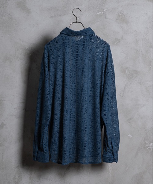 KUUUPY(クーピー)の「Lace Sheer Regular Collar Shirts - レースシアーレギュラーカラーシャツ(シャツ/ブラウス・メンズ・チャコールグレー/ブラック/ブルー・LARGE/MEDIUM/SMALL)」の12枚目の写真