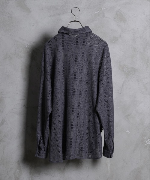 KUUUPY(クーピー)の「Lace Sheer Regular Collar Shirts - レースシアーレギュラーカラーシャツ(シャツ/ブラウス・メンズ・チャコールグレー/ブラック/ブルー・LARGE/MEDIUM/SMALL)」の15枚目の写真
