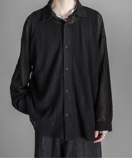 KUUUPY(クーピー)の「Lace Sheer Regular Collar Shirts - レースシアーレギュラーカラーシャツ(シャツ/ブラウス・メンズ・チャコールグレー/ブラック/ブルー・LARGE/MEDIUM/SMALL)」の17枚目の写真