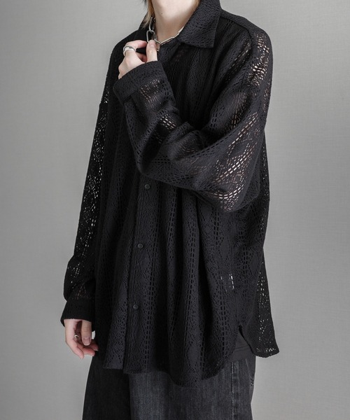 KUUUPY(クーピー)の「Lace Sheer Regular Collar Shirts - レースシアーレギュラーカラーシャツ(シャツ/ブラウス・メンズ・チャコールグレー/ブラック/ブルー・LARGE/MEDIUM/SMALL)」の19枚目の写真