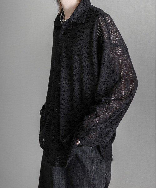 KUUUPY(クーピー)の「Lace Sheer Regular Collar Shirts - レースシアーレギュラーカラーシャツ(シャツ/ブラウス・メンズ・チャコールグレー/ブラック/ブルー・LARGE/MEDIUM/SMALL)」の20枚目の写真