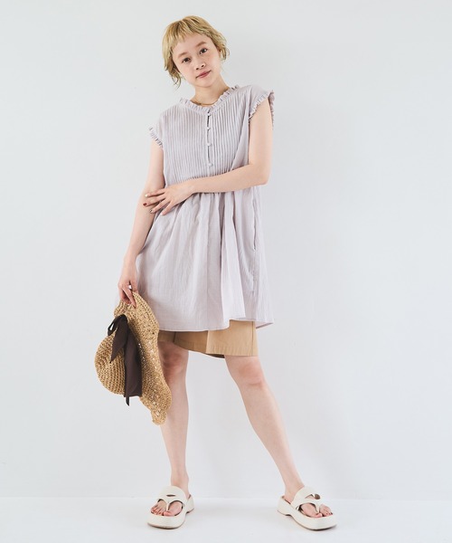 Crisp（クリスプ）の「フリルタックチュニック（チュニック・レディース・ライトグレー/ホワイト・FREE）」の3枚目の写真