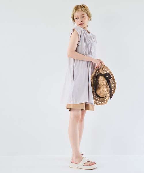 Crisp（クリスプ）の「フリルタックチュニック（チュニック・レディース・ライトグレー/ホワイト・FREE）」の4枚目の写真