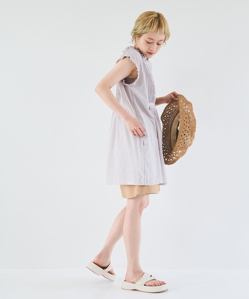 Crisp（クリスプ）の「フリルタックチュニック（チュニック・レディース・ライトグレー/ホワイト・FREE）」の5枚目の写真