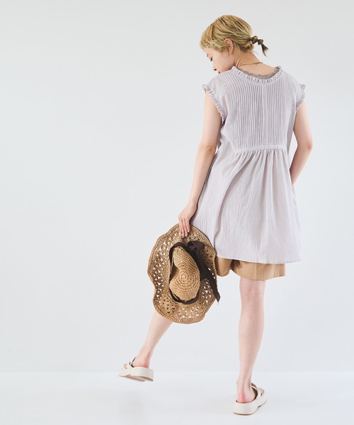 Crisp（クリスプ）の「フリルタックチュニック（チュニック・レディース・ライトグレー/ホワイト・FREE）」の7枚目の写真