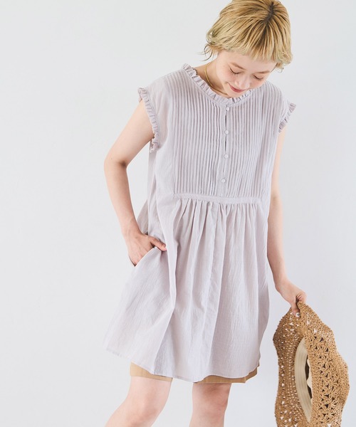 Crisp（クリスプ）の「フリルタックチュニック（チュニック・レディース・ライトグレー/ホワイト・FREE）」の9枚目の写真