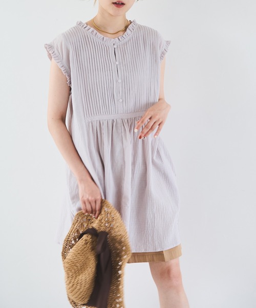 Crisp（クリスプ）の「フリルタックチュニック（チュニック・レディース・ライトグレー/ホワイト・FREE）」の11枚目の写真