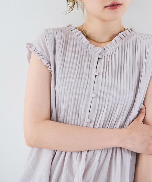 Crisp（クリスプ）の「フリルタックチュニック（チュニック・レディース・ライトグレー/ホワイト・FREE）」の14枚目の写真