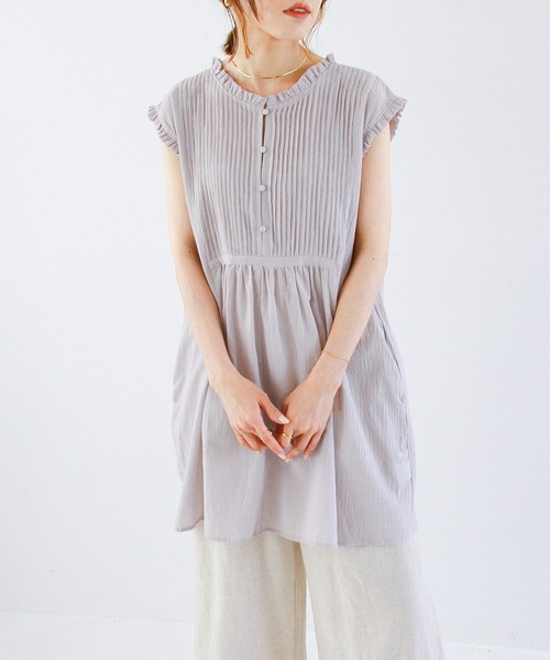 Crisp（クリスプ）の「フリルタックチュニック（チュニック・レディース・ライトグレー/ホワイト・FREE）」の20枚目の写真