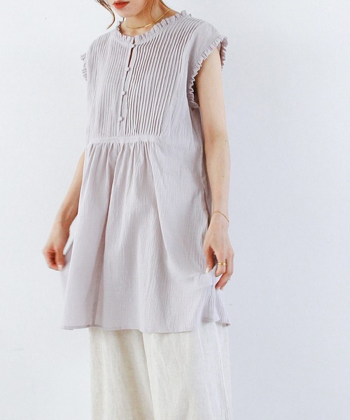 Crisp（クリスプ）の「フリルタックチュニック（チュニック・レディース・ライトグレー/ホワイト・FREE）」の21枚目の写真