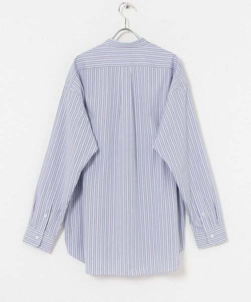 THOMAS MASON（トーマス メイソン）の「トーマスメイソンバンドカラーオーバーシャツ（シャツ/ブラウス・メンズ・ホワイト/ロイヤルブルー/ストライプ/ブラック・LARGE/X-LARGE/MEDIUM）」の7枚目の写真