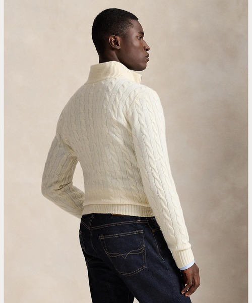 極美品 ポロラルフローレン ケーブルニットセーター カシミヤ 刺繍 QR