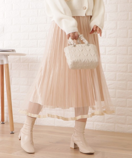 Lace Ladies(レースレディース)の「チュールオンロングプリーツスカート(スカート・レディース・ブルー/アイボリー/ブラウン/ブラック・FREE)」の11枚目の写真