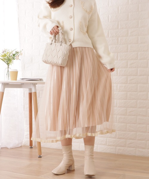 Lace Ladies(レースレディース)の「チュールオンロングプリーツスカート(スカート・レディース・ブルー/アイボリー/ブラウン/ブラック・FREE)」の15枚目の写真